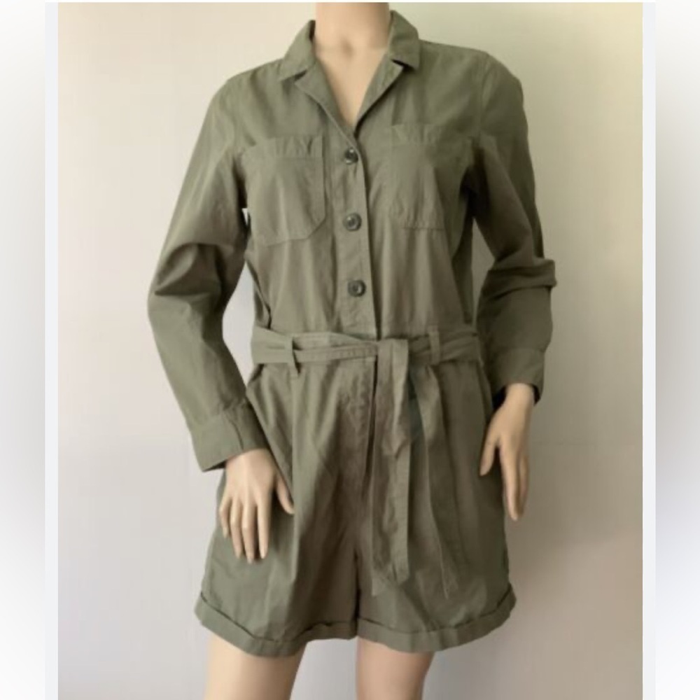 J. Crew green cotton jumpsuit. Size 10. Style AY629